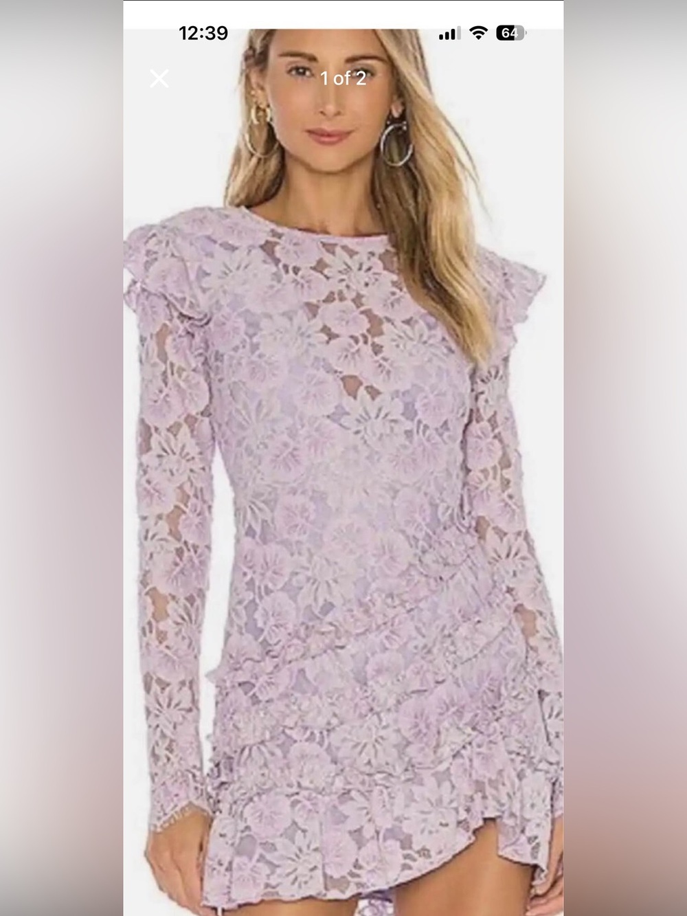 MAJORELLE Lilac Lace Floral Long Sleeve Dress